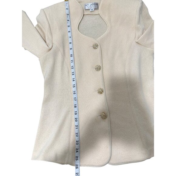 St. John Evening Marie Gray Jacket Santana Knit Beige Size 10 - See Condition - Picture 8 of 10